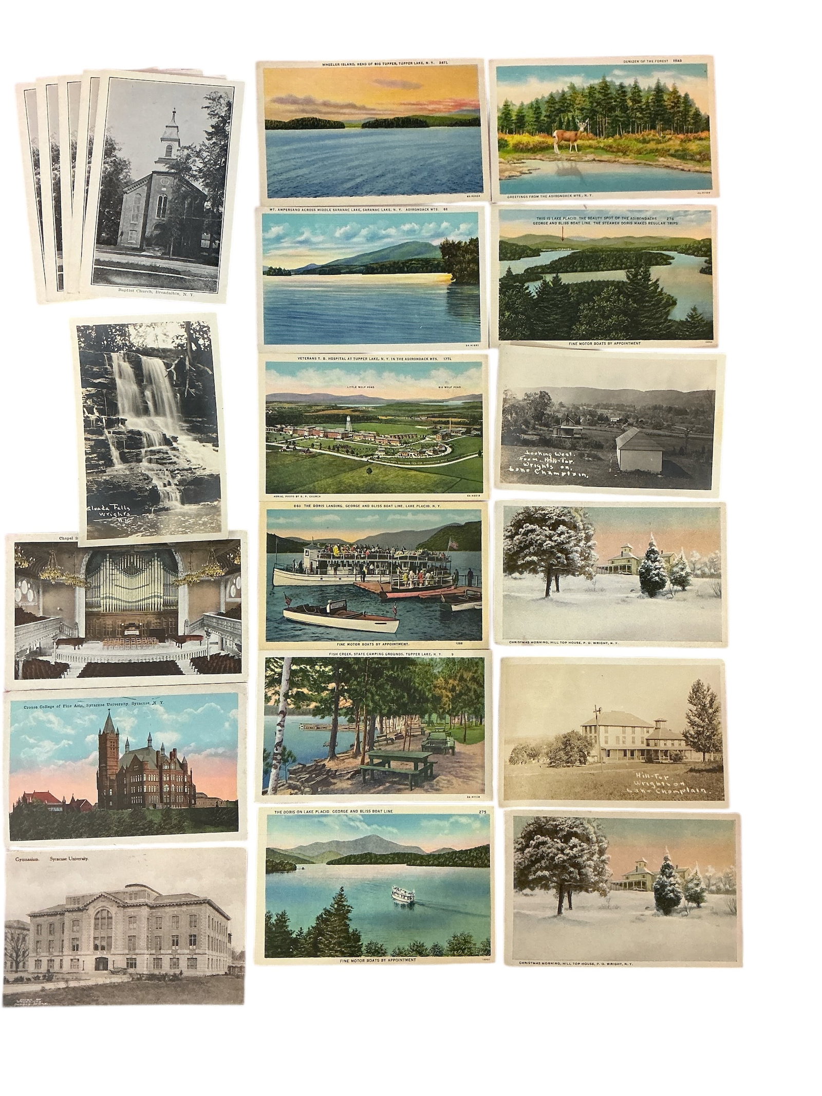 Vintage Postcard lot Syracuse, NY & Adirondack areas 21 pcs: Vintage Postcard lot Syracuse, NY & Adirondack areas 21 pcs . Graphics are Good!. Three cards have been written and mailed, over 100 years ago no less. One duplication as indicated. Not every card is