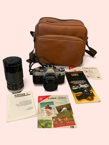 Canon AE-1 w/50mm lens and Kiron 35-135mm Macro Lens & Bag