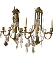 Pair of Brass Wall Lights with Prisms