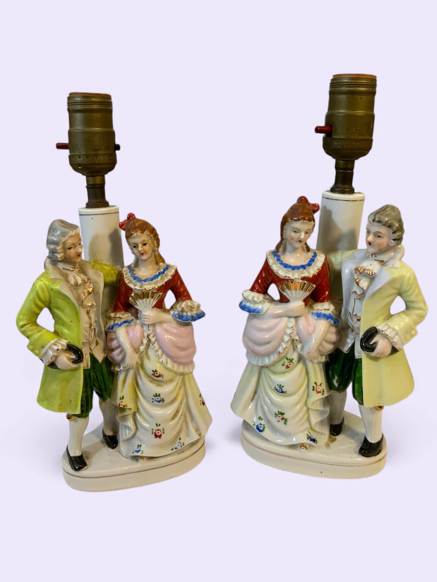 Hand painted Porcelain Figural Boudoir Table Lamp PAIR Andres by Sadek Japan (1 of 6)