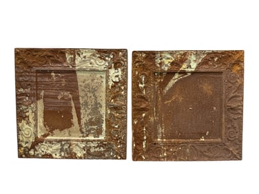 Barn Find! 2 Antique Architectural Elements - Metal Ceiling Panels Ornate Embossed