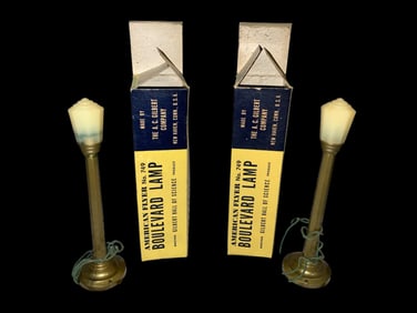 2 Vintage Boxed American Flyer No. 749 Boulevard Lamp A. C. Gilbert Company