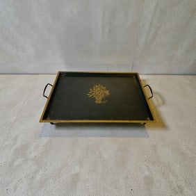 Vintage Nashco 2-handled Metal Serving Tray with Music Box