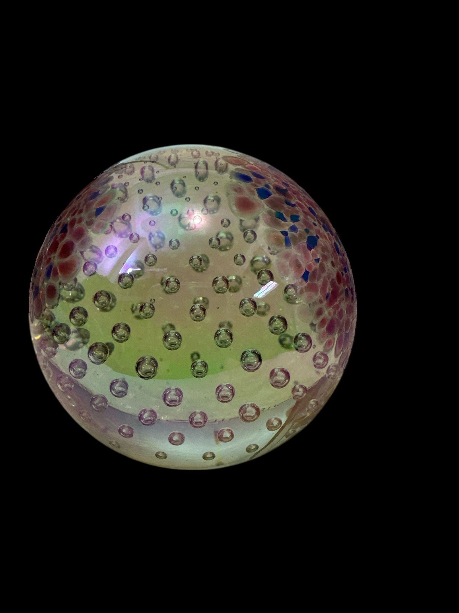 Glass Eye Studio Iridescent Controlled Bubbles Paperweight GES 96 - 2