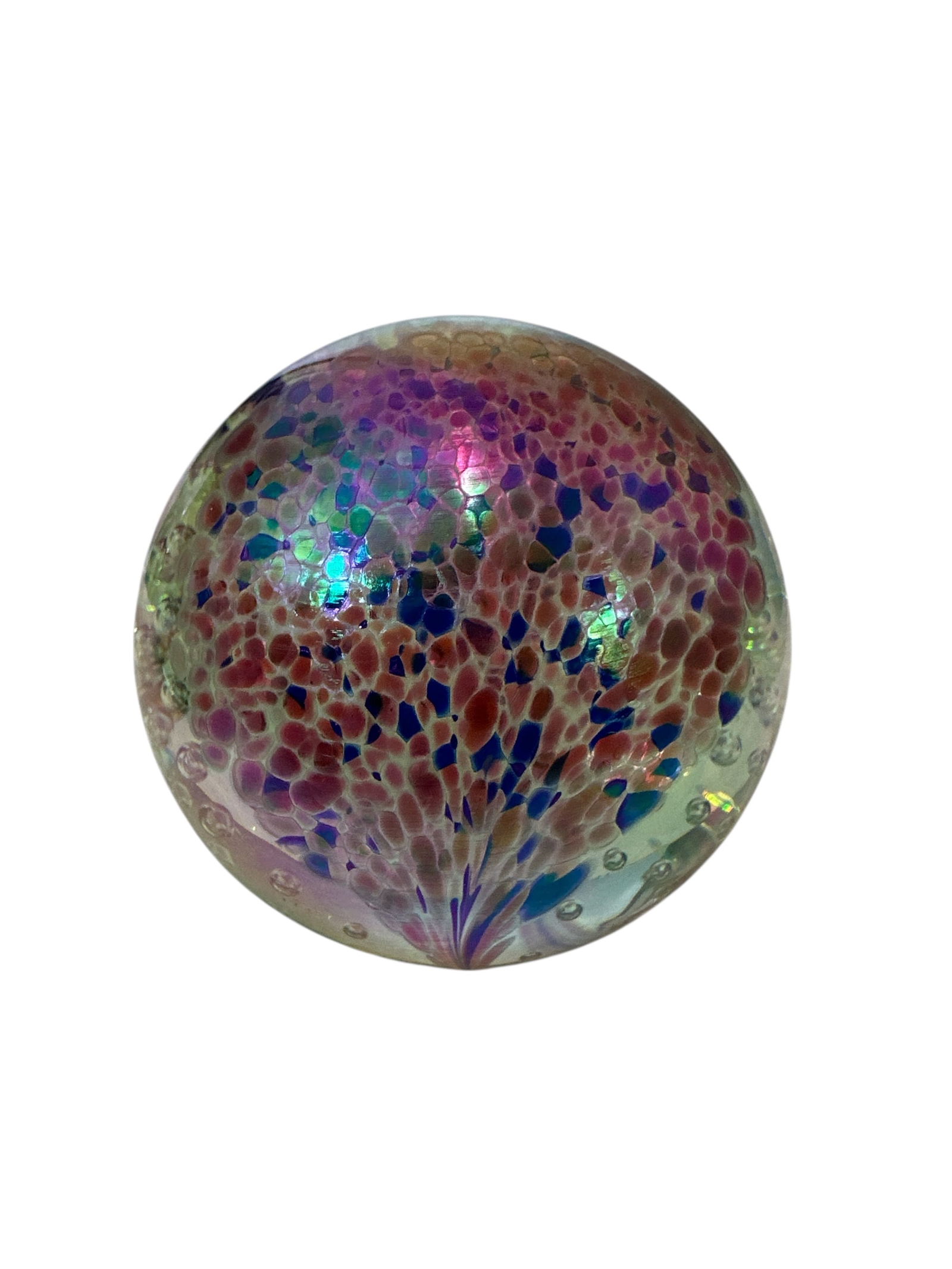 Glass Eye Studio Iridescent Controlled Bubbles Paperweight GES 96 - 3