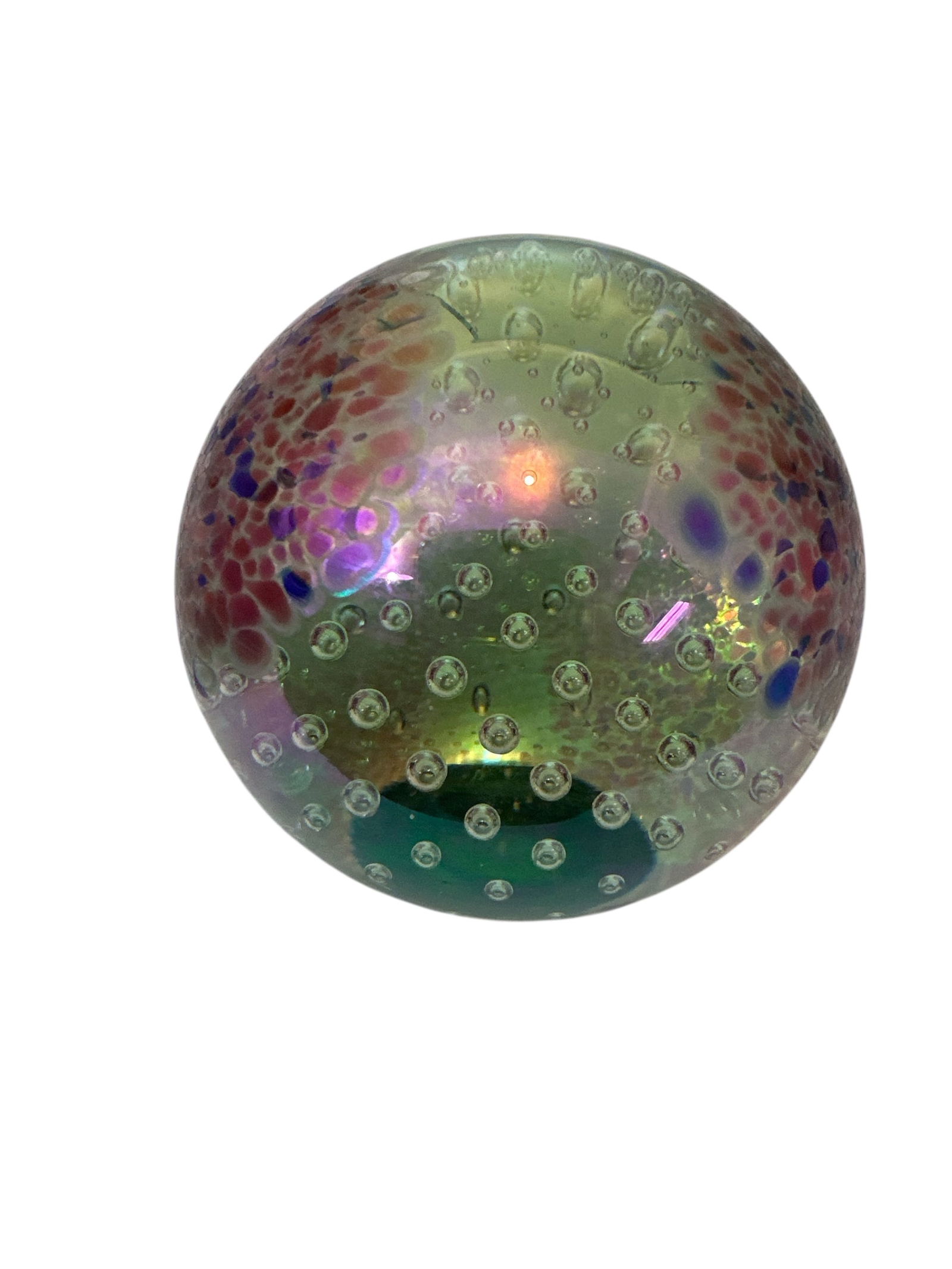 Glass Eye Studio Iridescent Controlled Bubbles Paperweight GES 96 - 4