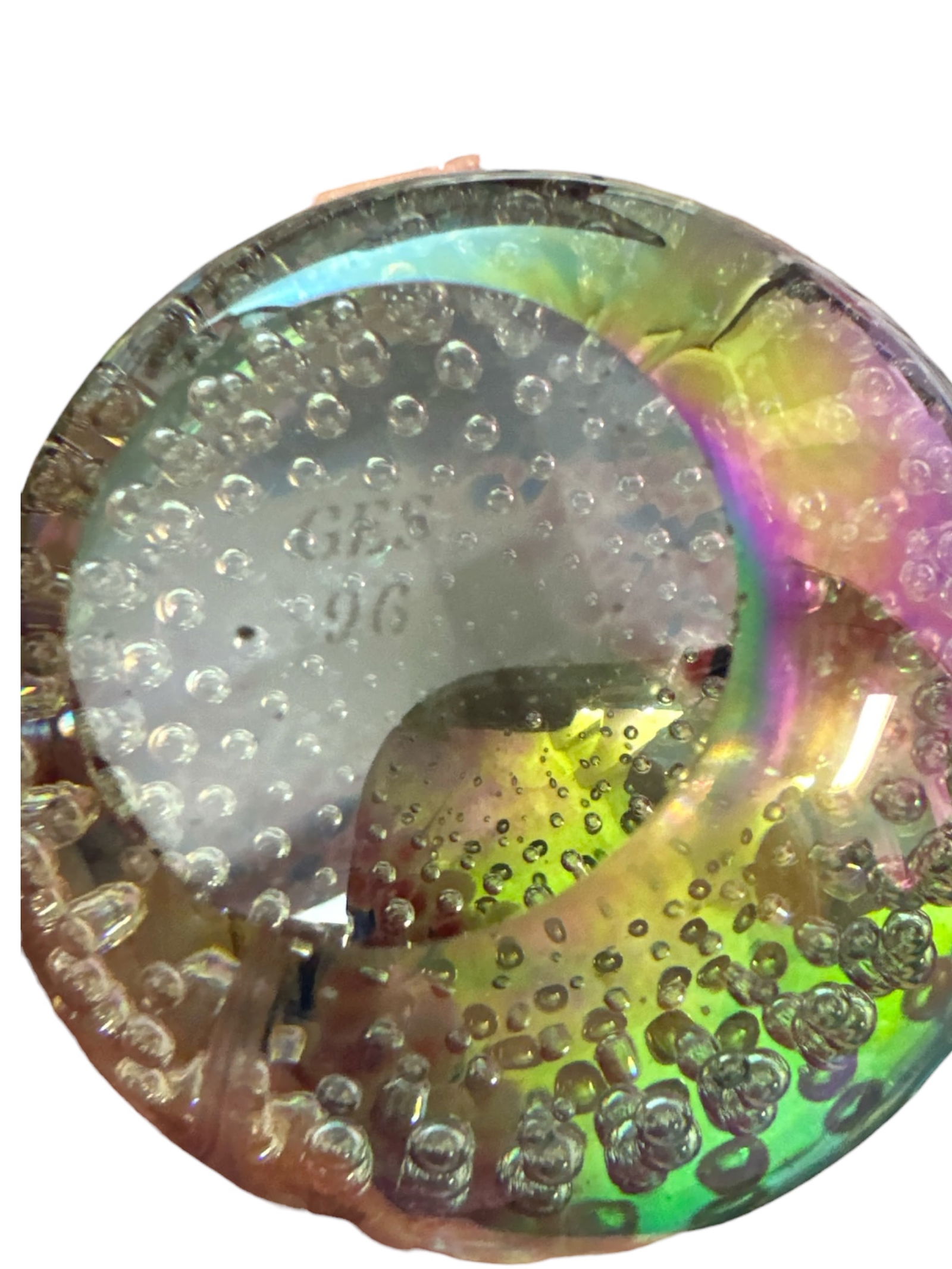 Glass Eye Studio Iridescent Controlled Bubbles Paperweight GES 96 - 5