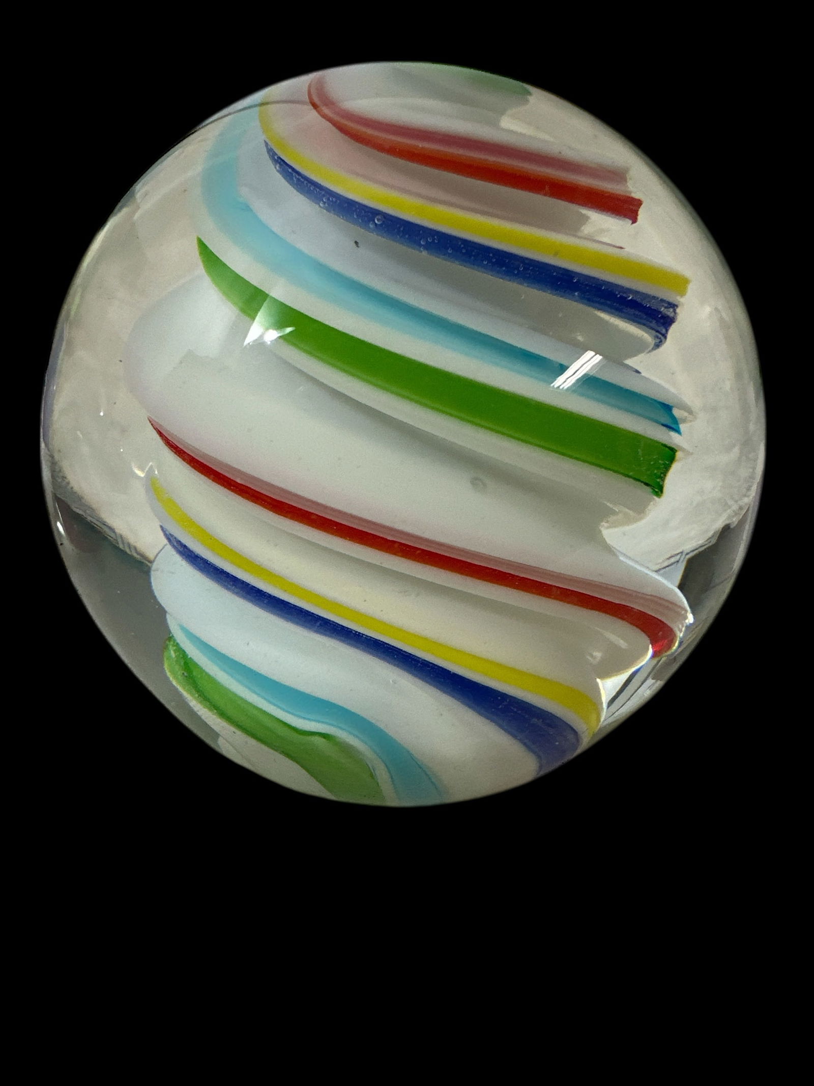 Vintage Ice Cream Swirl Art Glass Paperweight - 2