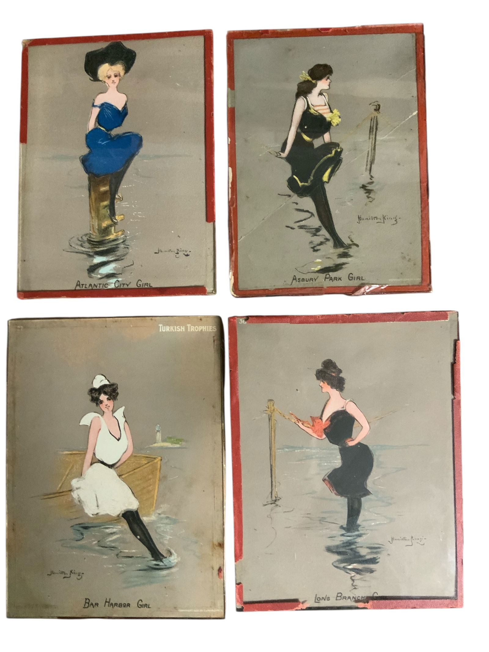 Four Turkish Tobacco Promotionals from The Hamilton King Series: Four Turkish Tobacco Promotionals from The Hamilton King Series. All under glass. Largest is 6” x 8”