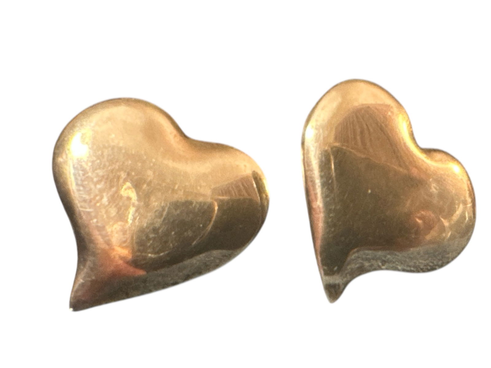 Mid-century Heart-shaped 925 Silver Earrings(pierced): Mid-century Heart-shaped 925 Silver Earrings(pierced