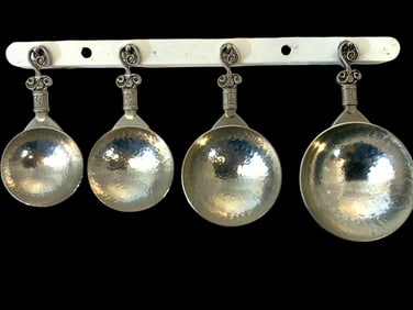 Crosby & Taylor Fleur de Lys Pewter Measuring Cups and Wall Strip