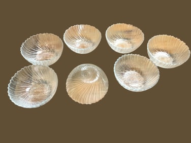 Set of 7 Swirl Pattern Dessert Bowls with Scalloped Edges
