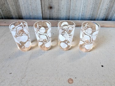 Vintage Fruit and Leaf Pattern Glasses