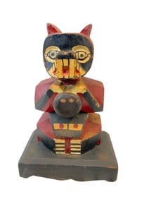 Handcarved Painted Wooden Totem Pole