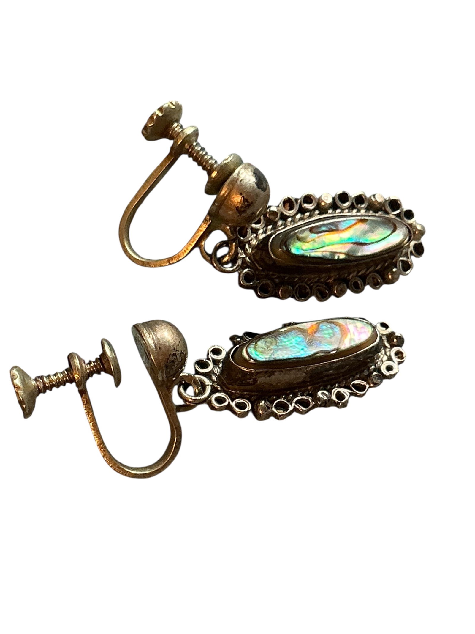 Vintage 925 Silver Screw-back Dangle Earrings (1 of 4)