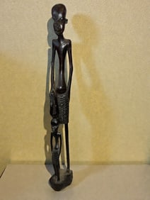 Handcarved African Statue Adult and Child 14”