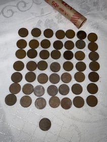 One Roll 50 Wheat Pennies Random Dates