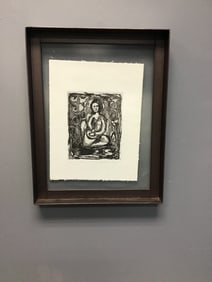 Industrial metal Framed linocut print