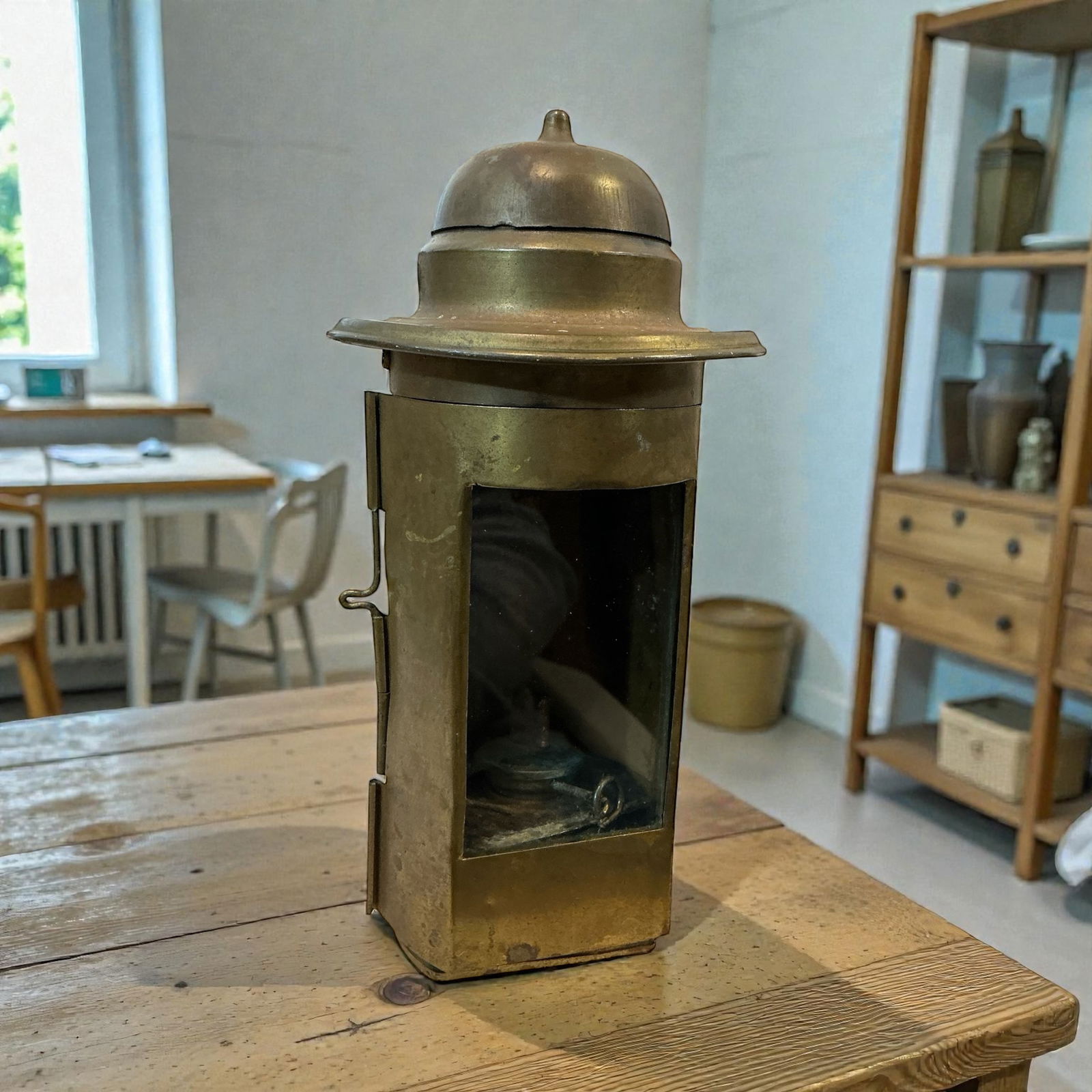 Antique Brass Bell Top Binnacle Oil Lantern (1 of 6)