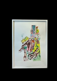 Artist signed mixed media abstract framed art