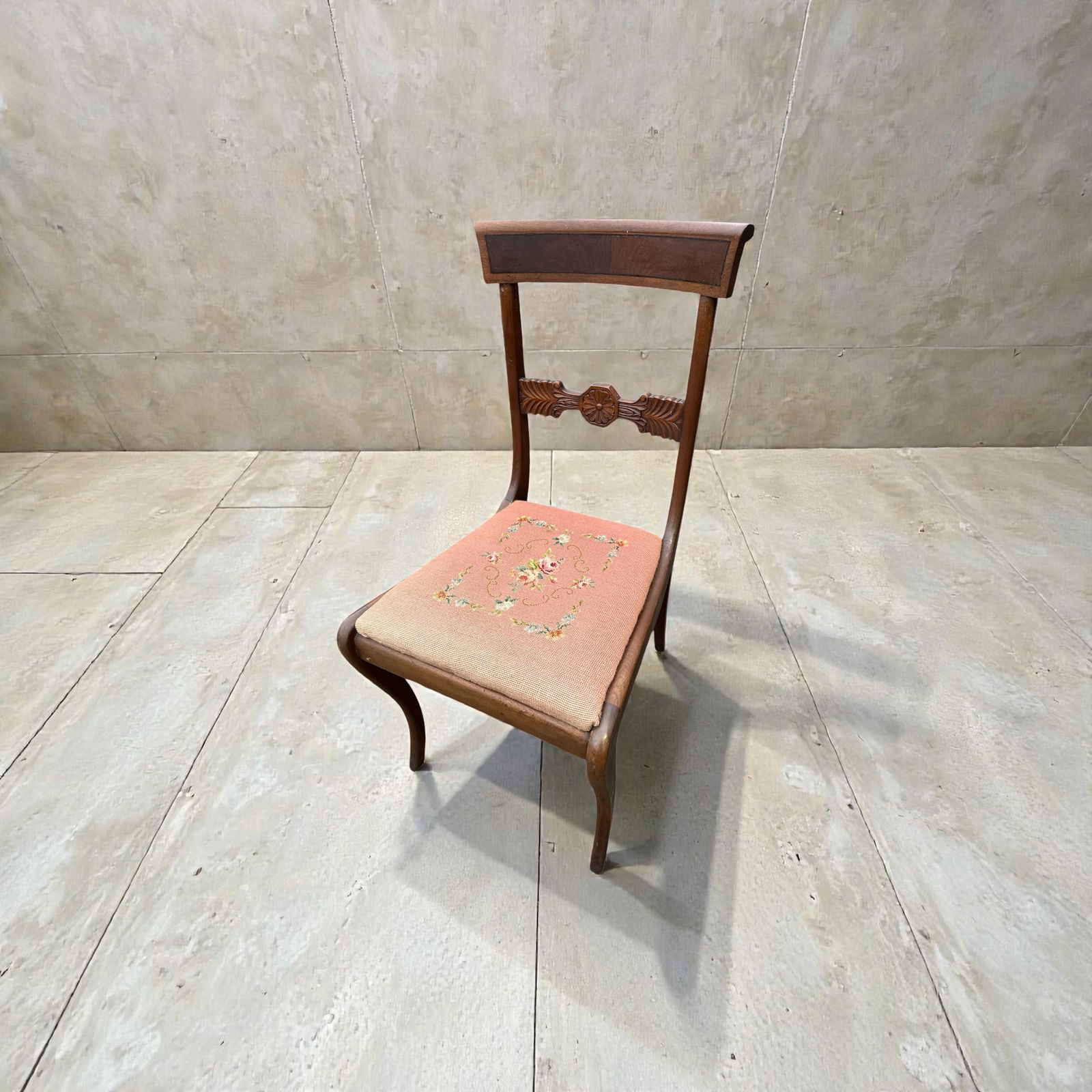 Vintage Duncan Phyfe Style Side Chairwith Needlepoint Seat (1 of 6)