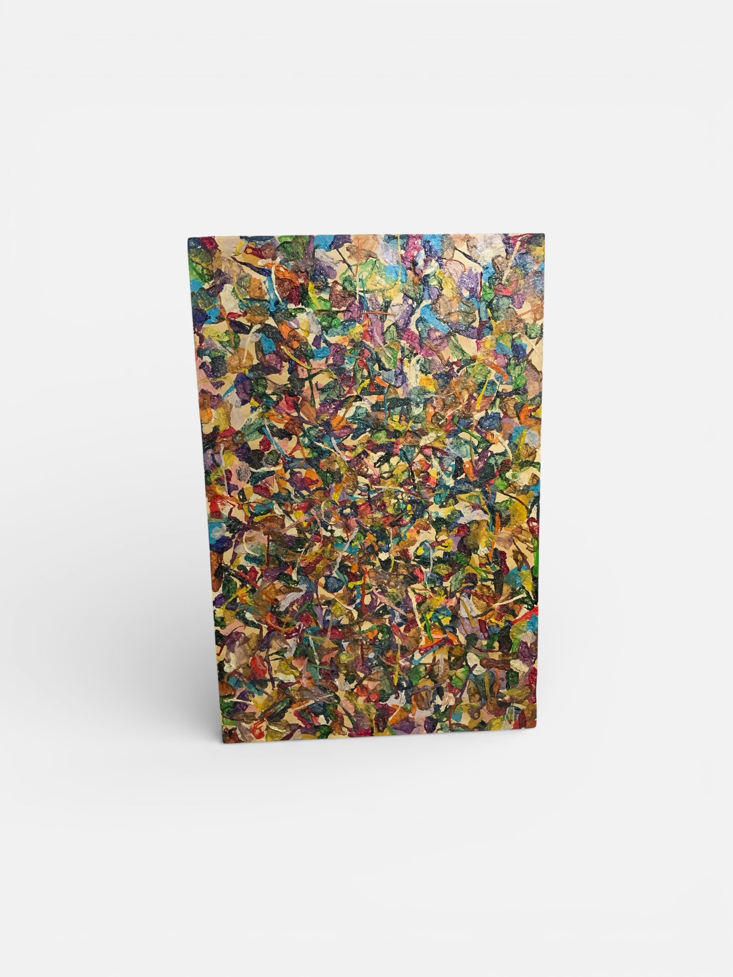 Heavily Textured Paint on Canvas Abstract Signed Joe The Hawk ‘97: Heavily Textured Paint on Canvas Abstract Signed Joe The Hawk ‘97. Signature appears on the reverse at the edge of the canvas.24” x 36”