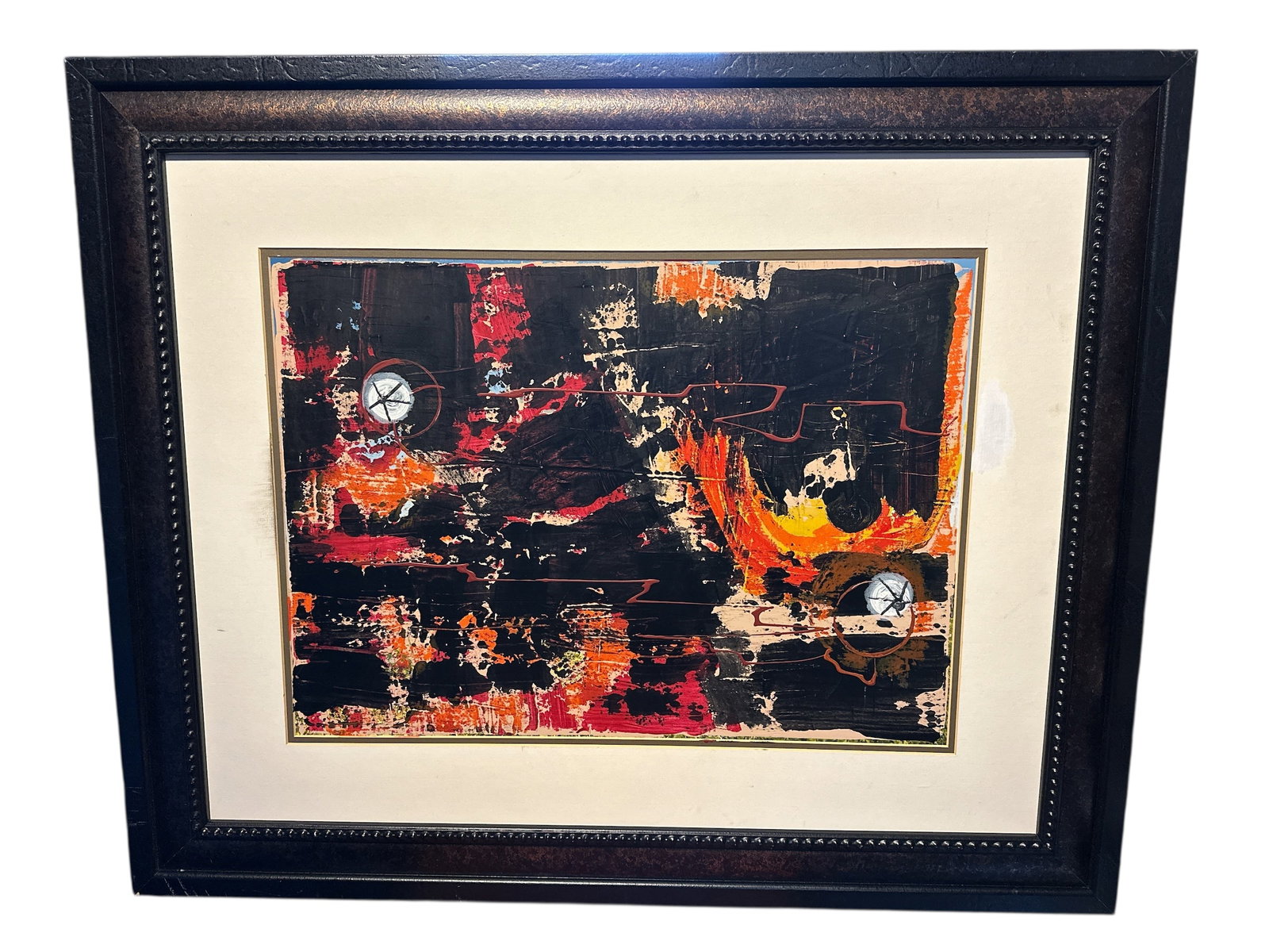 D. Sakelson Framed Original Abstract Painting on Board: D. Sakelson Framed Original Abstract Painting on Board. Framed without glass. Signed on the back 27” x 33”