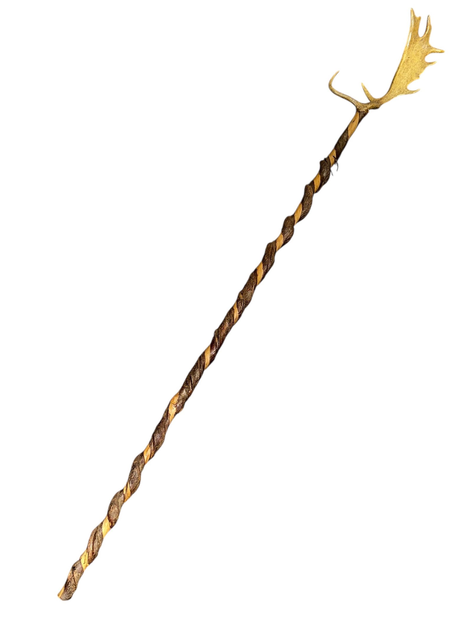 Unique Spiral-carved Shaft Antler-Tipped Walking Stick 86” long (1 of 4)