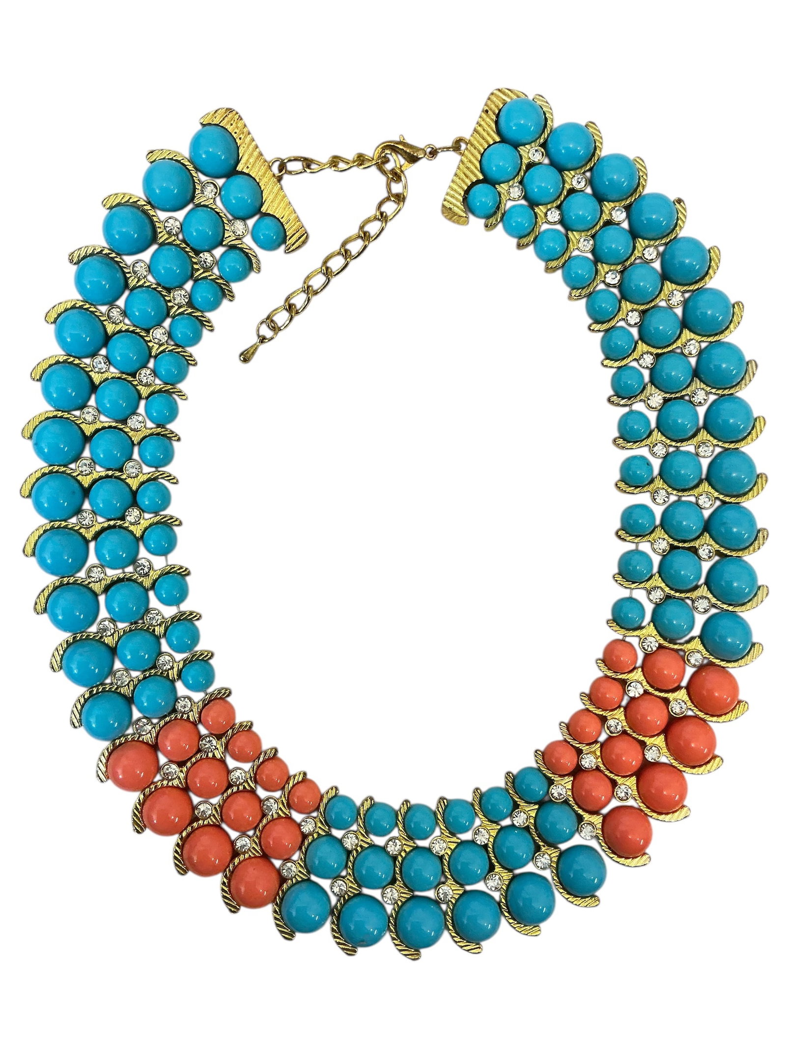 Cleopatra Rhinestone & Bead Collar / Bib Necklace: Cleopatra Rhinestone & Bead Collar / Bib Necklace. Appro 18-21”