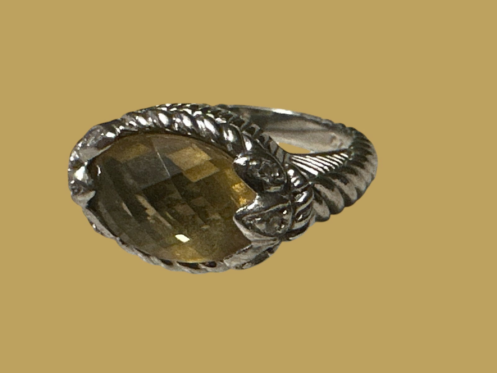 Judith Ripka Sterling Silver(925) Faceted Citrine Ring size 7 (1 of 4)