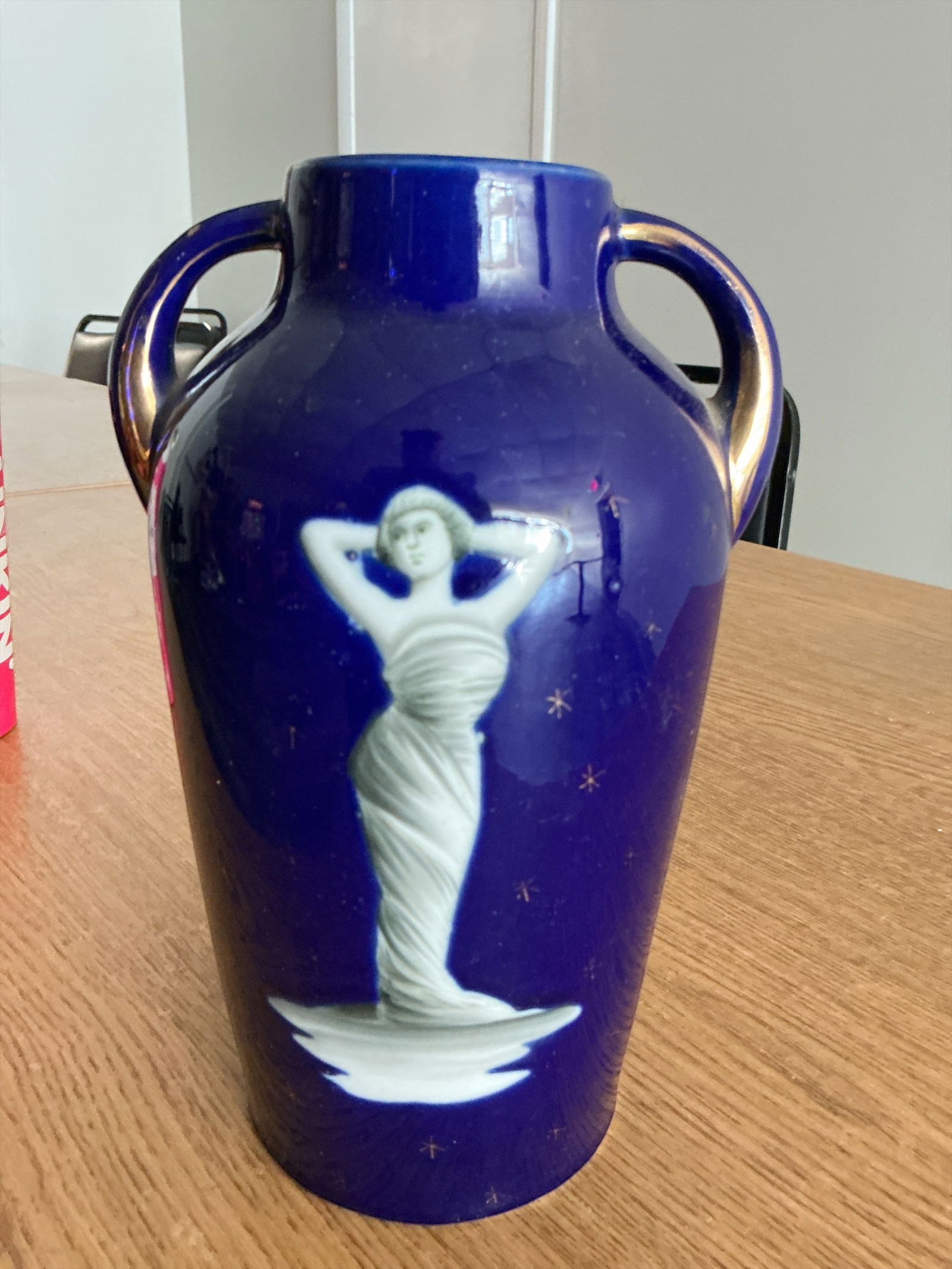 Vintage Cobalt Blue Porcelain Fedora Vase (1 of 5)