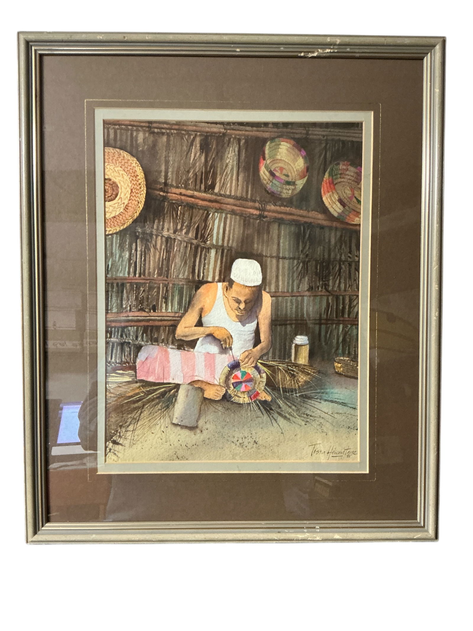 Framed ?Watercolor? Basketmaker Tissa Hermitarne (1 of 4)