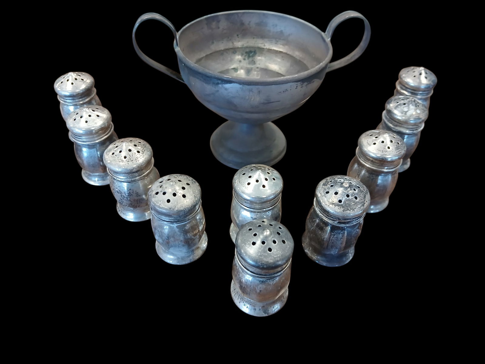 925 Sterling Collection Featuring 11 Salt n Pepper Shakers and a small double handled Chalice (1 of 6)