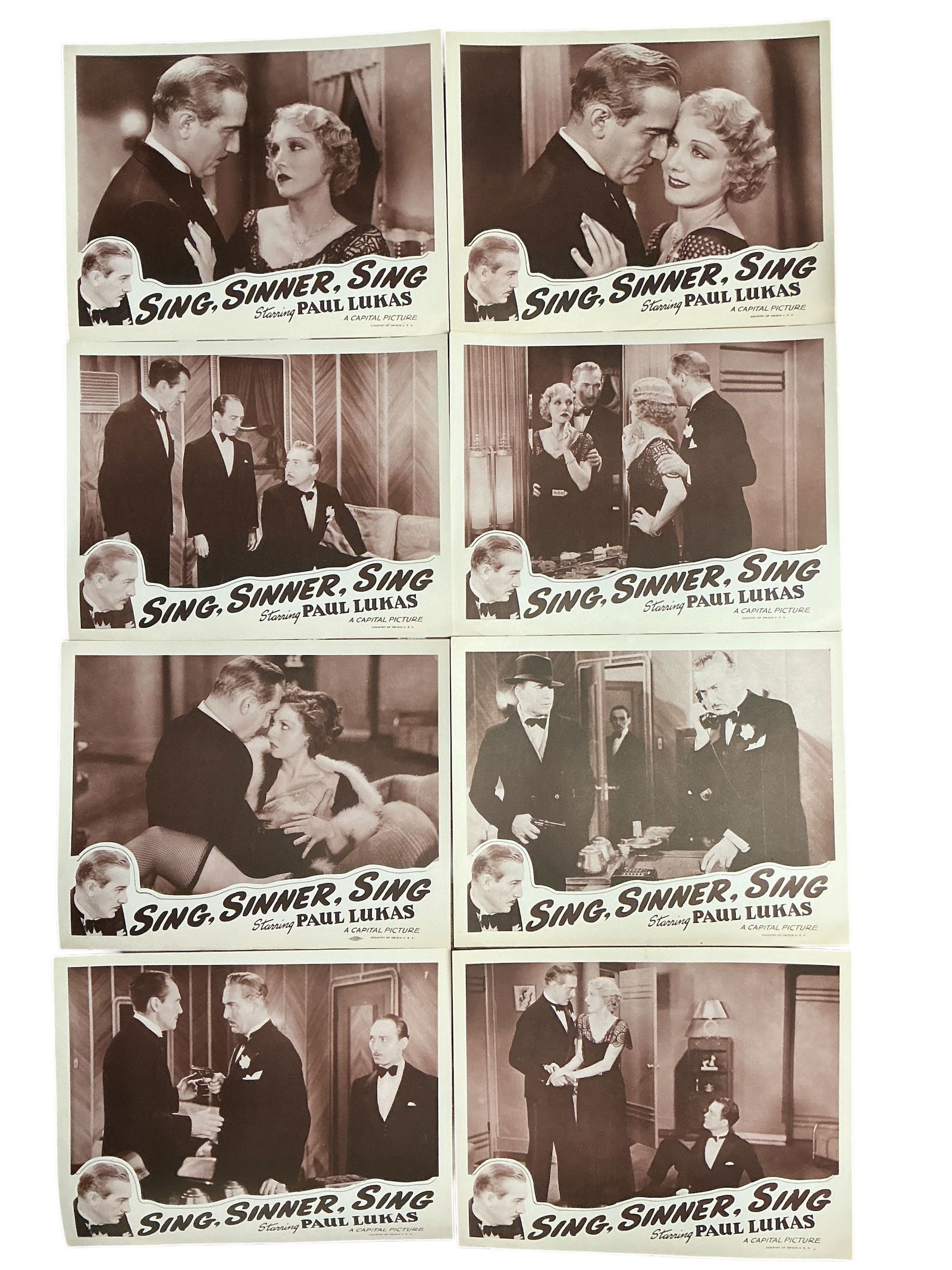 Set of 8 Lobby Cards SING, SINNER, SING (1 of 10)
