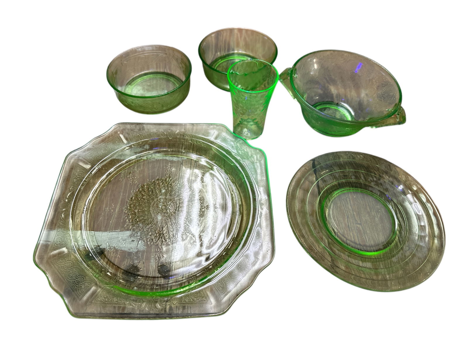 6pc Vintage Uranium Depression Glass (1 of 7)