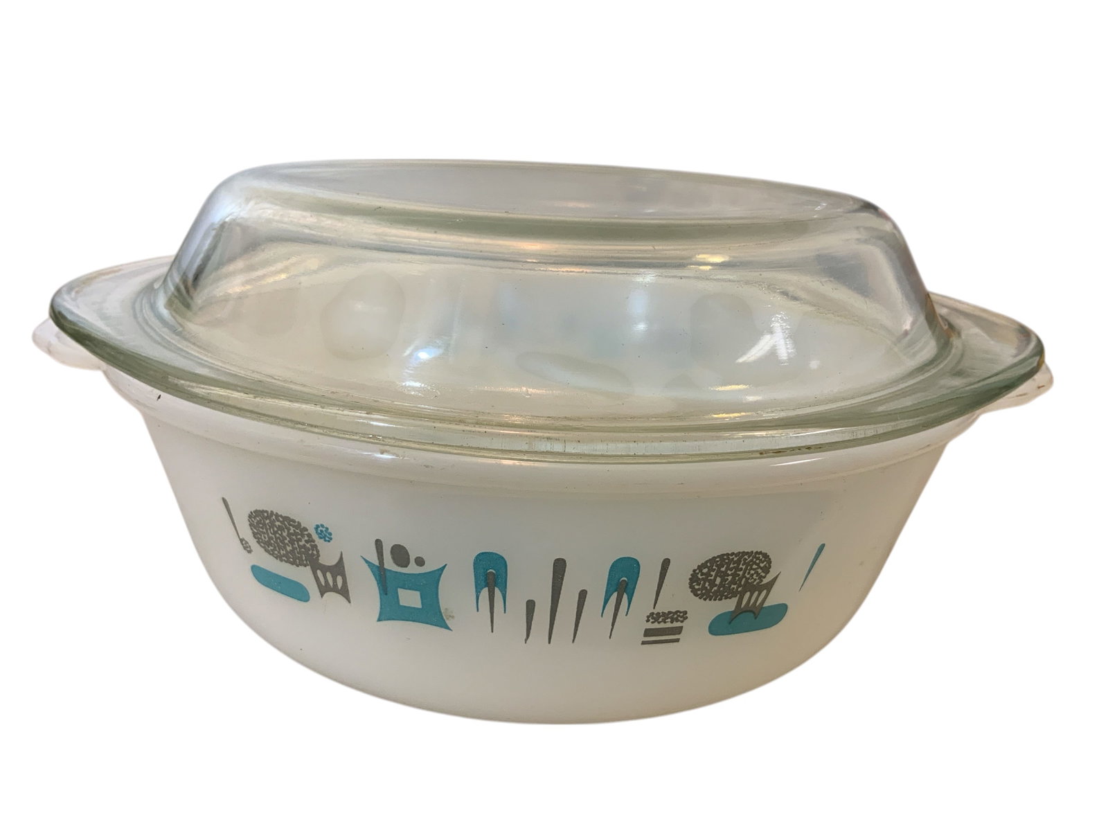 Round Casserole with Clear Lid Probable Fire King Blue Heaven or Royal(USA) (1 of 6)