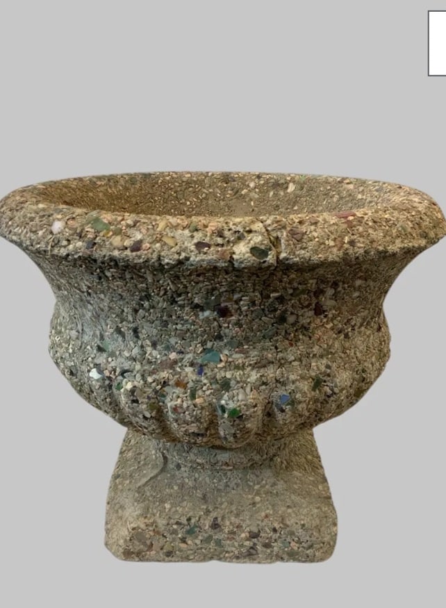 Vintage weathered concrete planter / urn (1 of 3)