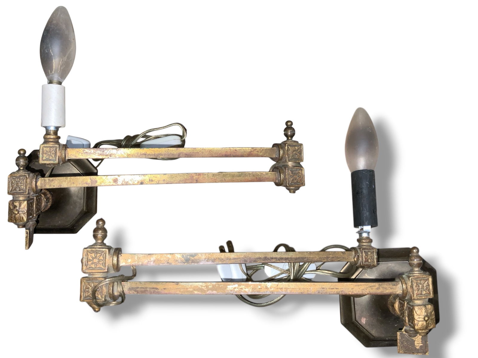 Pair Vintage Brass Swing-arm Wall Sconces (1 of 5)
