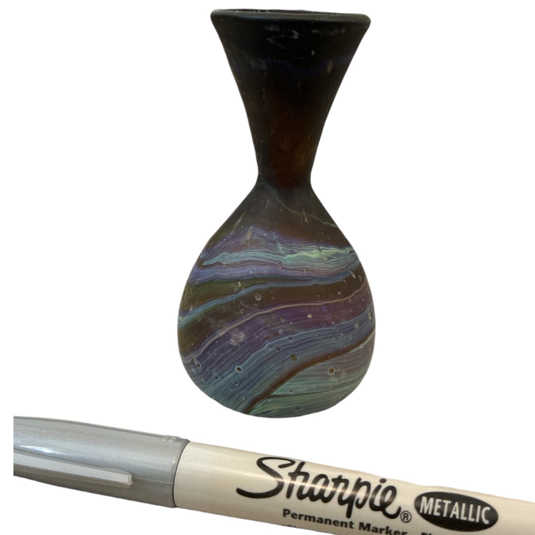 Small(3 1/2"tall) Mouthblown Glass Bud Vase Possibly Hebron Glass (1 of 6)