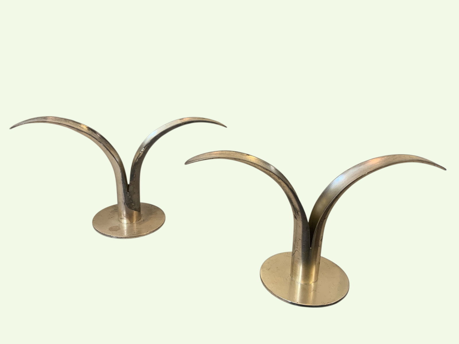Vintage Pair Mid-Century Metal CANDLEHOLDERS Scan Corporation Sweden (1 of 5)