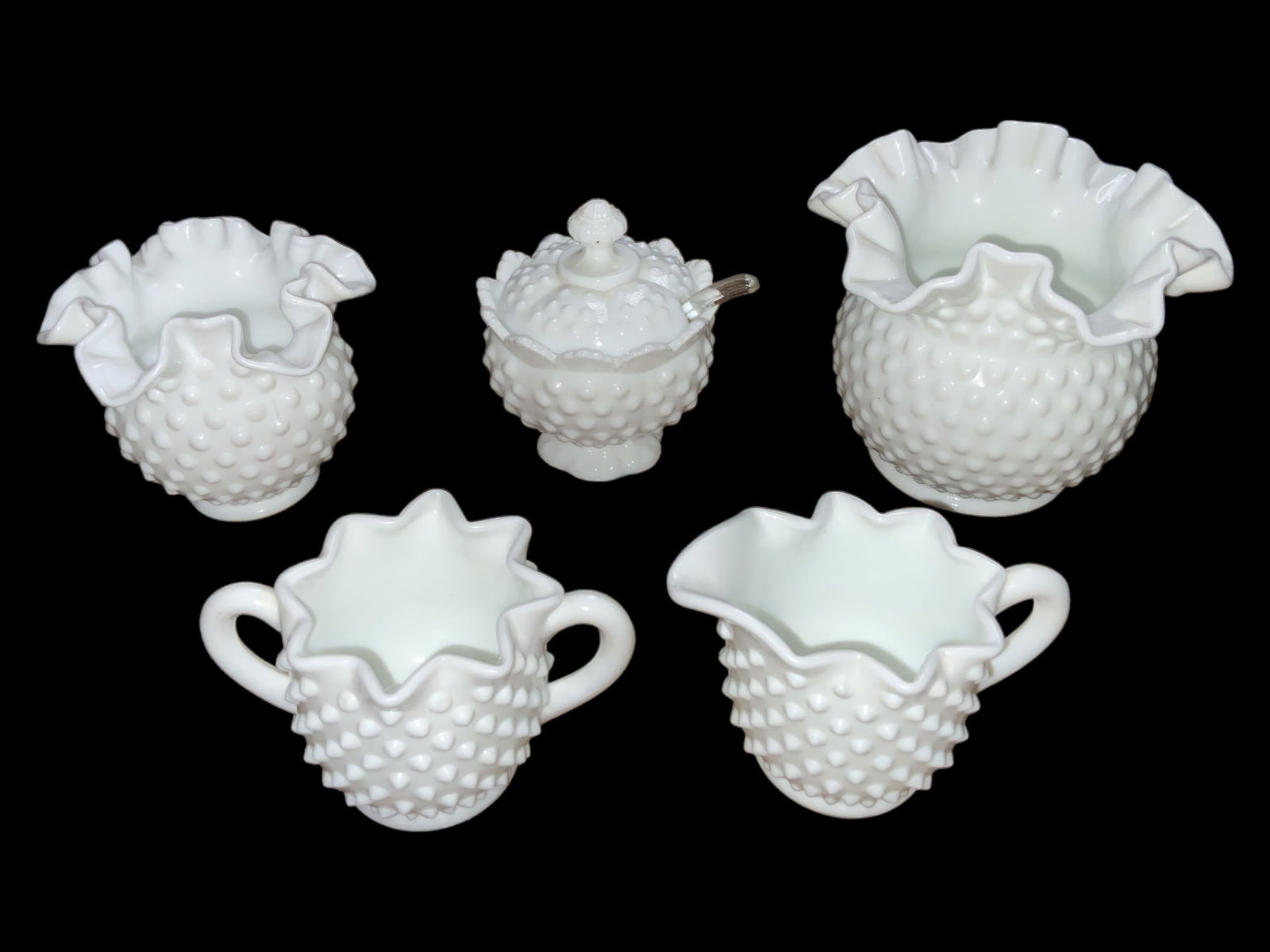 5pc Fenton Hobnail Milk Glass Collection (1 of 6)