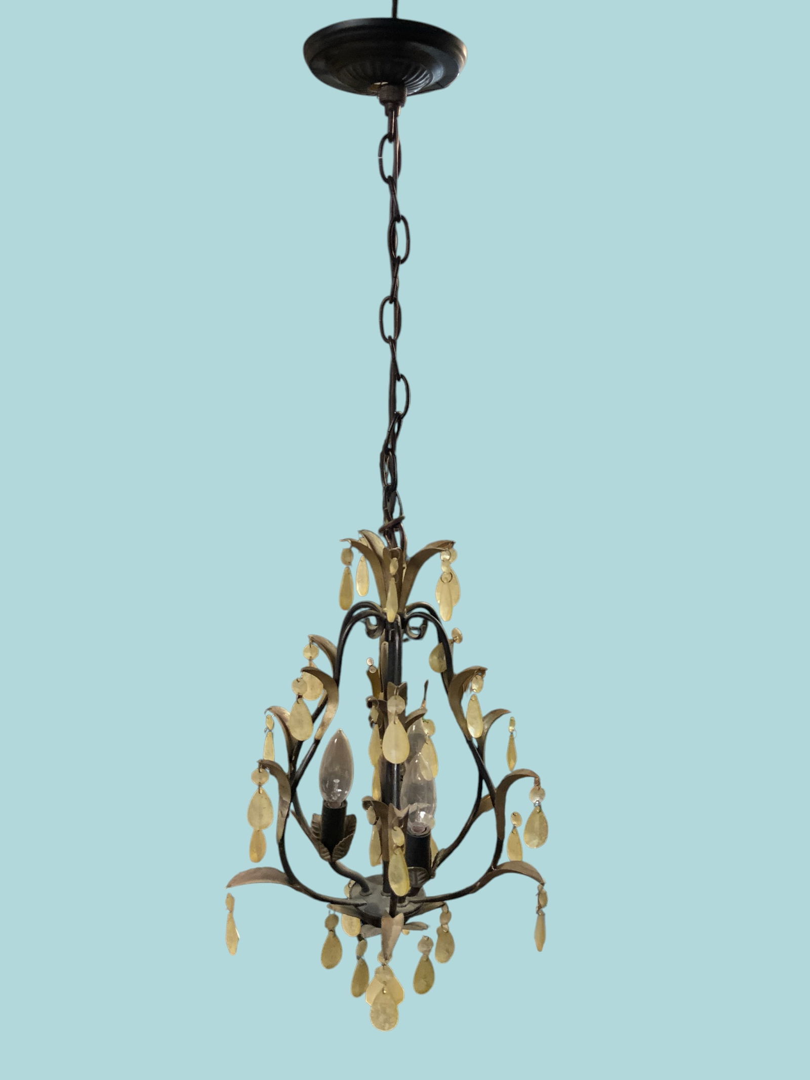 Vintage Decorative Hanging Light Fixture with Crystals (1 of 2)