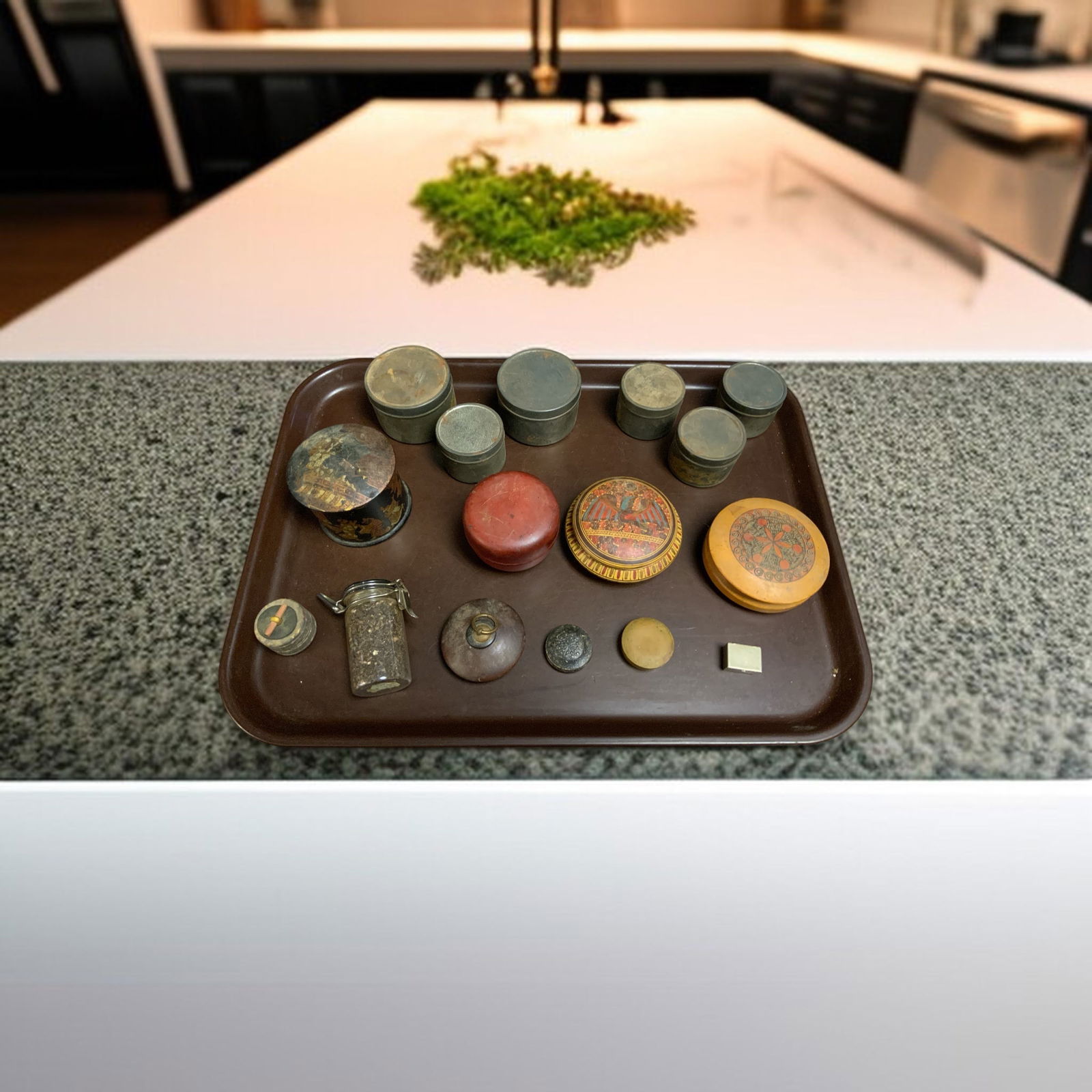 Tray Lot Estate Collection of Containers with Contents (1 of 4)