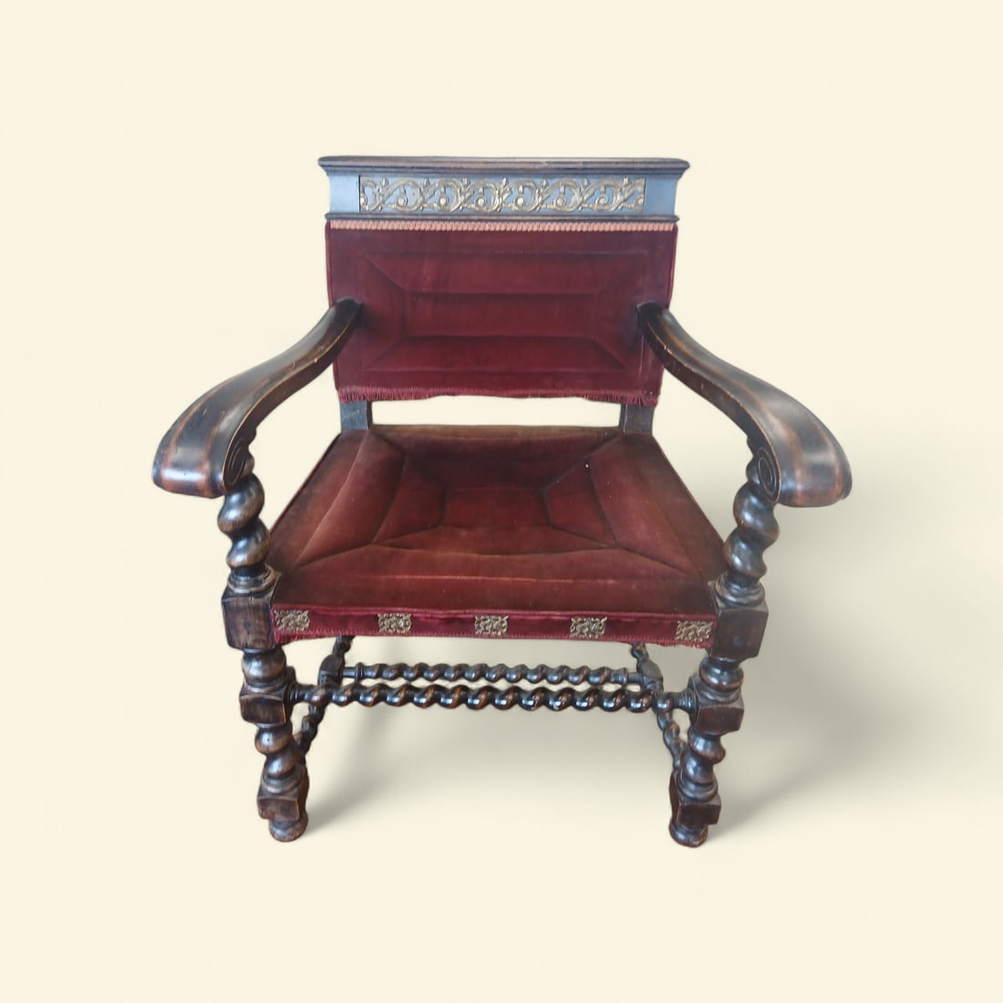 Antique WILLIAM and Mary Barley Twist Arm Chair (1 of 7)