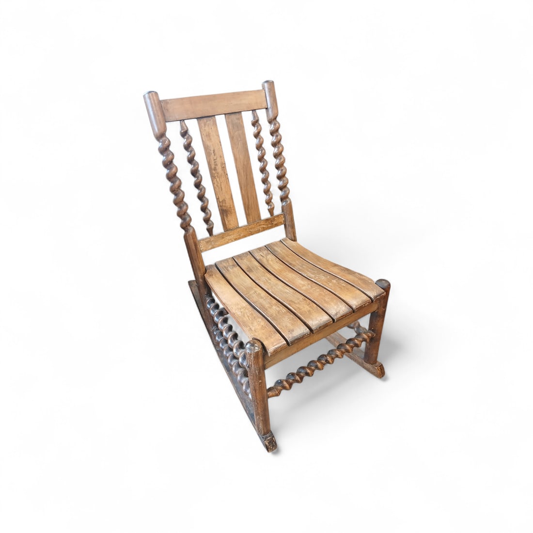 Antique Barley Twist Rocking Chair: Antique Barley Twist Rocking Chair in great condition back is 34 inches tall seat is 17 inches deep and 16 inches wide