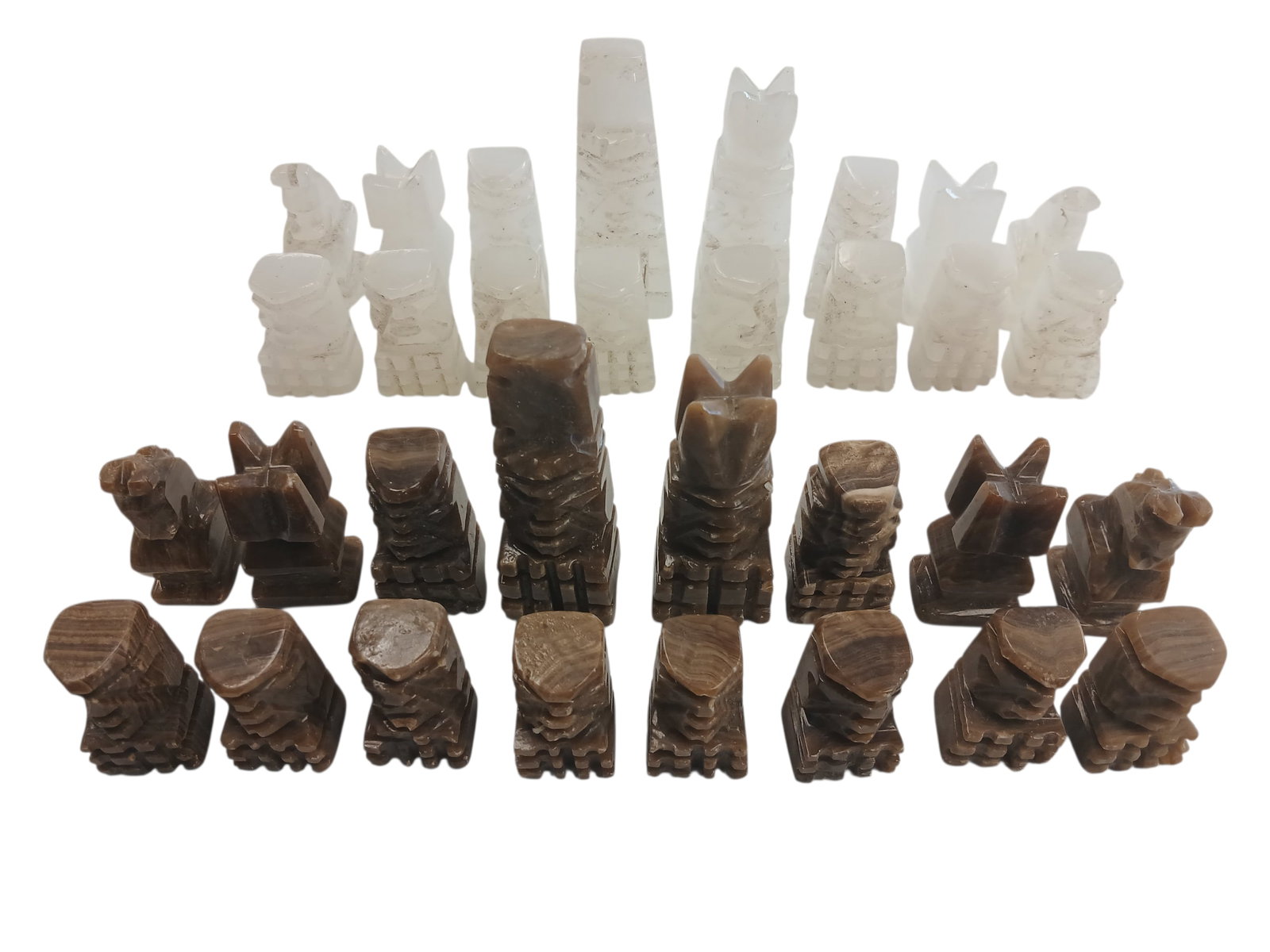 Hand carved onyx/ marble chess pieces (1 of 6)