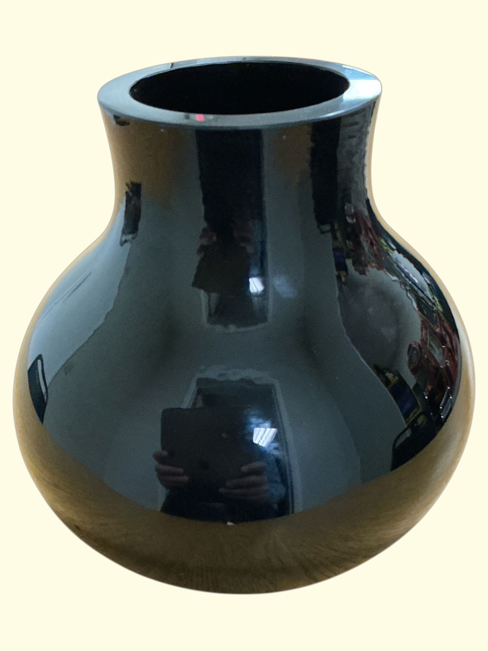 Black Glass Thick-walled Melon-shaped Vase (1 of 5)