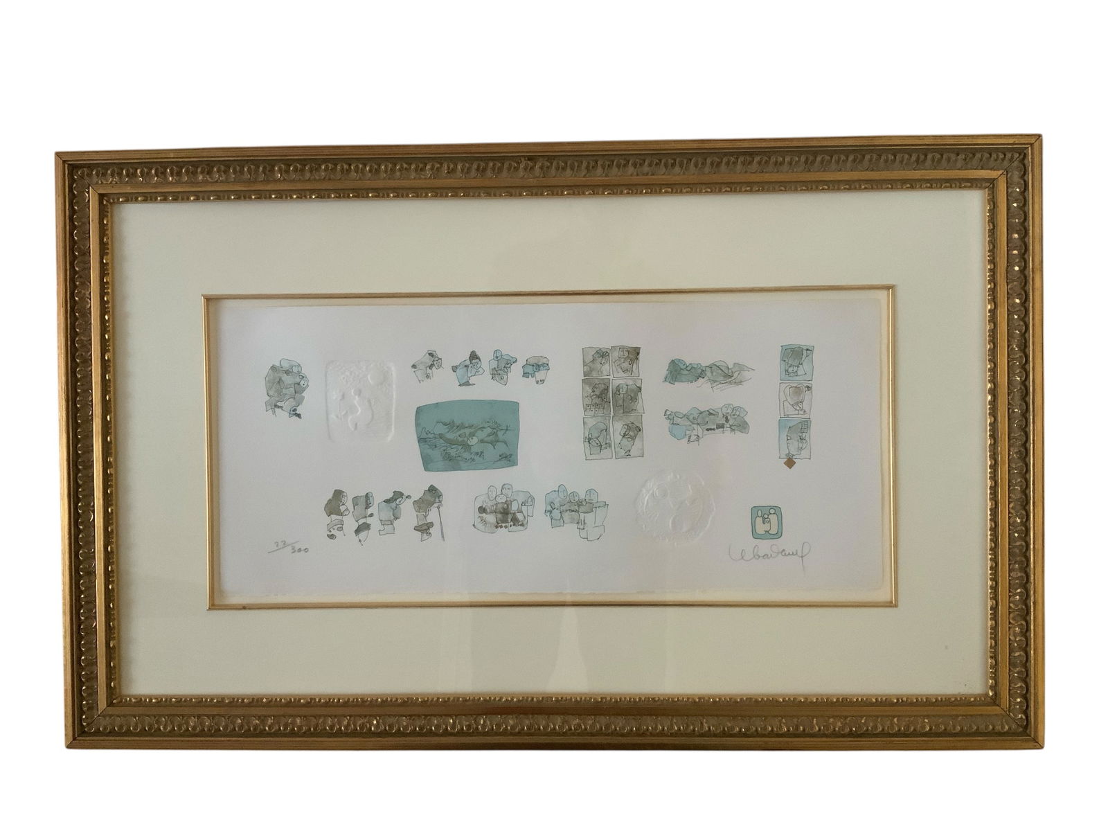 Lebadang Limited Edition Color Lithograph with Embossing 22/300: Lebadang Limited Edition Color Lithograph with Embossing 22/300. Framed and matted under glass. 22" x 35" ================================= PLEASE READ =============================Shipping for this