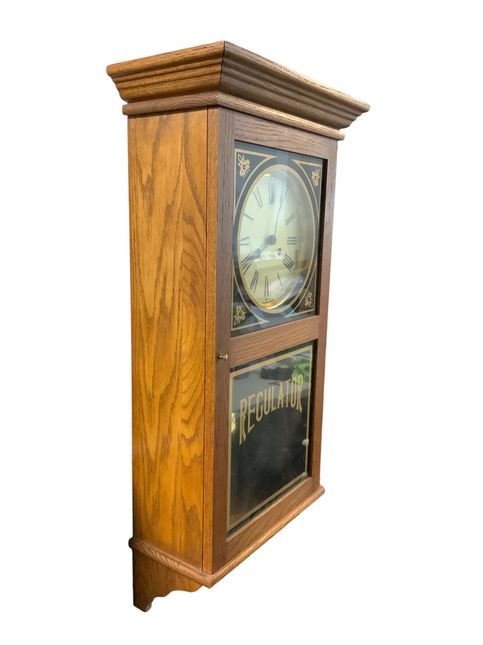 Oak Case Regulator Wall Clock - 2