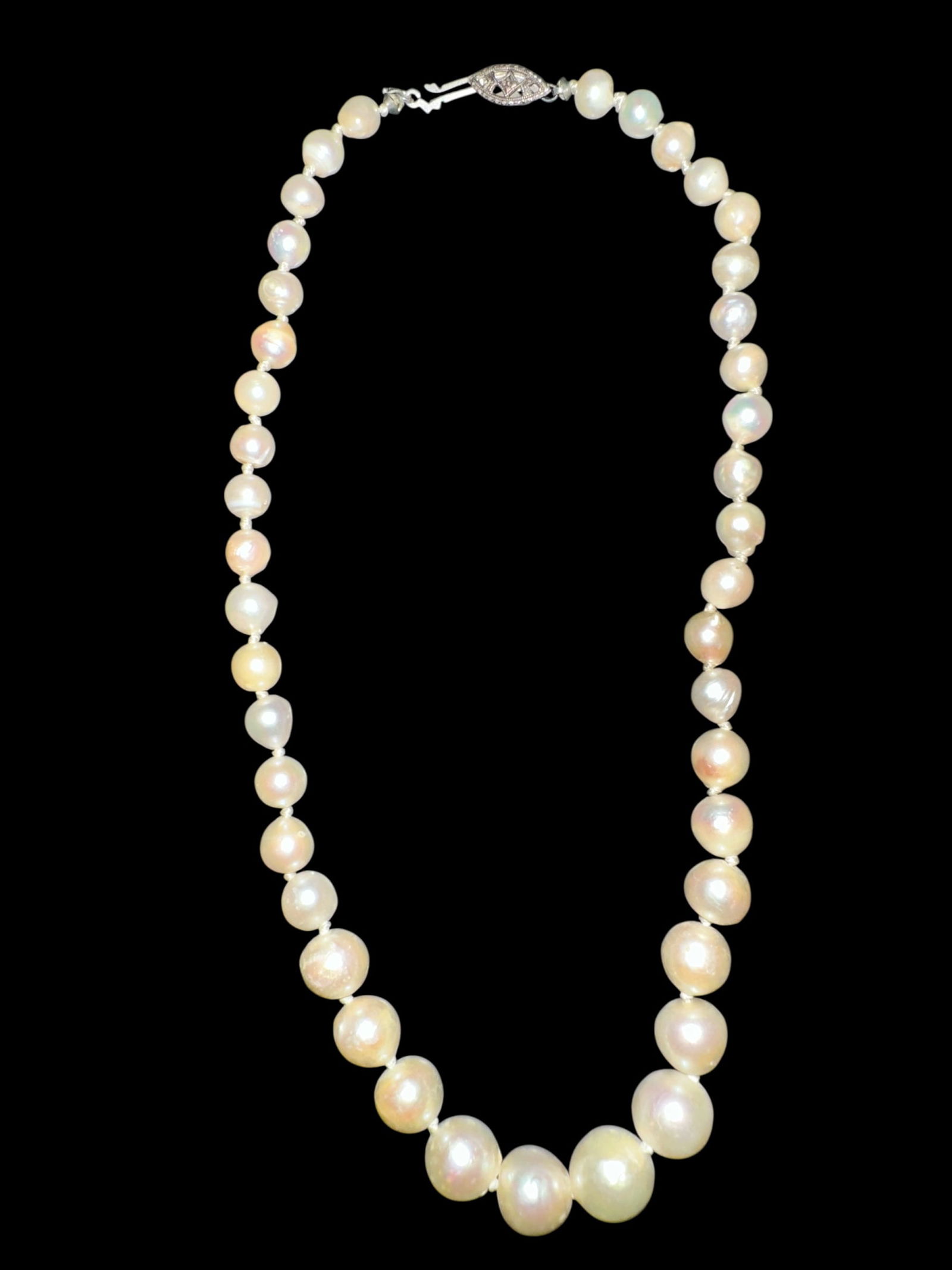 Vintage 14” Pearl Necklace with Sterling Silver Clasp (1 of 3)